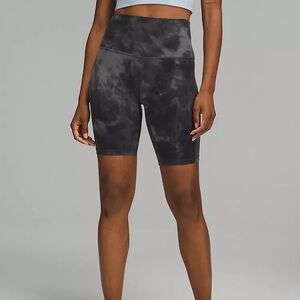 High-Waist Tie-Dye Black Biker Shorts